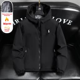 Men's Camouflage Fleece Lined Thickened Cotton Jacket Autumn Winter Warmth Outerwear Casual Zipper Closure Long Sleeve Coat