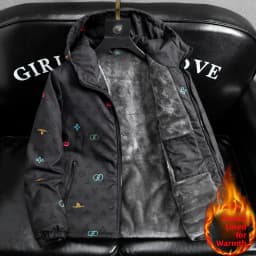 Men's Camouflage Fleece Lined Thickened Cotton Jacket Autumn Winter Warmth Outerwear Casual Zipper Closure Long Sleeve Coat