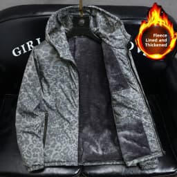 Men's Camouflage Fleece Lined Thickened Cotton Jacket Autumn Winter Warmth Outerwear Casual Zipper Closure Long Sleeve Coat