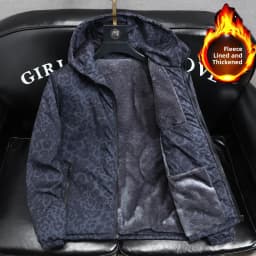 Men's Camouflage Fleece Lined Thickened Cotton Jacket Autumn Winter Warmth Outerwear Casual Zipper Closure Long Sleeve Coat