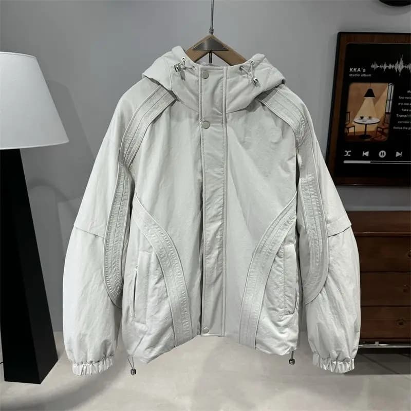 2026 Winter Thickened Hooded Jackets Men's Solid Color Down Cotton Coats Male Trend Loose Casual Cotton-padded Parkas C963