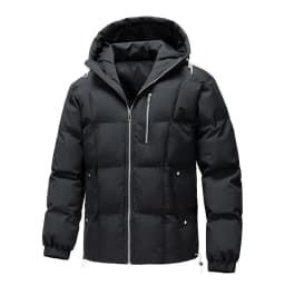 Winter Hooded Quilted Trench Jacket Men's Casual Streetwear Outerwear