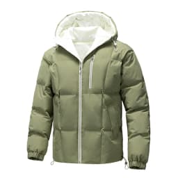 Winter Hooded Quilted Trench Jacket Men's Casual Streetwear Outerwear