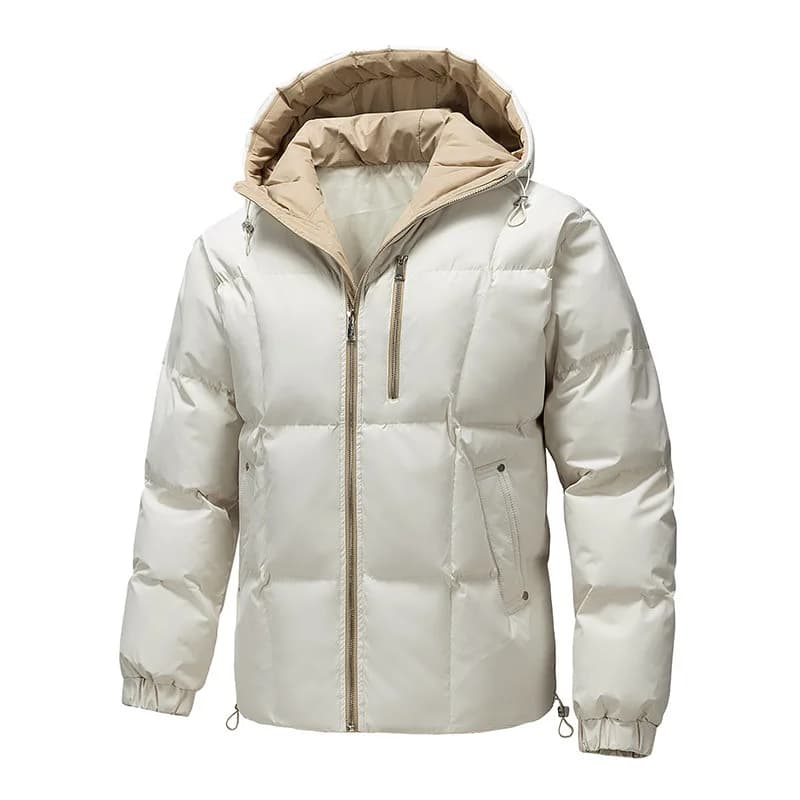 Winter Hooded Quilted Trench Jacket Men's Casual Streetwear Outerwear