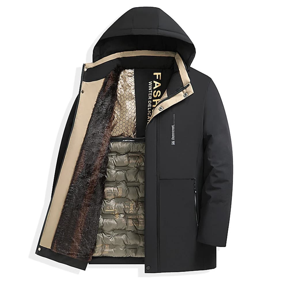Winter Men's Mid Long Warm Parkas Jacket Fashion Men Thermal Windbreaker Coats Casual Men Fleece Lined Cargo Padded Jackets