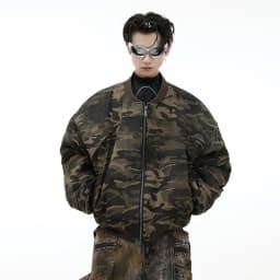 FEWQ American Retro Camouflage Loose And Thick Cotton Jacket, Casual High Street Comfortable Jacket 2026 Autumn New 24W3544