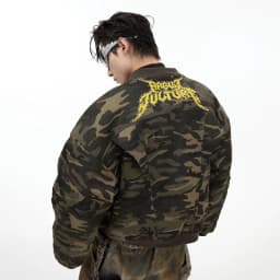 FEWQ American Retro Camouflage Loose And Thick Cotton Jacket, Casual High Street Comfortable Jacket 2026 Autumn New 24W3544
