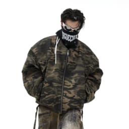 FEWQ American Retro Camouflage Loose And Thick Cotton Jacket, Casual High Street Comfortable Jacket 2026 Autumn New 24W3544