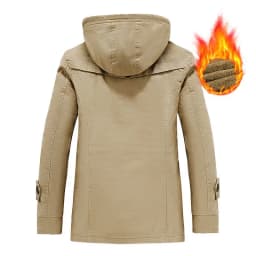 Mens Winter Pure Cotton Mid Length Hooded Workwear Padded Jacket Fleece Lined Thickened Warm Casual Outerwear Coat For Outdoor