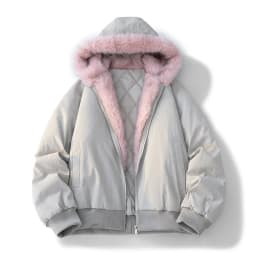 Korean Winter Splicing Fur Collar Loose Fashion Trend Hooded Men's Long Sleeve Short Fleece Thickened Warm Zipper Short Jacket