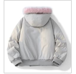Korean Winter Splicing Fur Collar Loose Fashion Trend Hooded Men's Long Sleeve Short Fleece Thickened Warm Zipper Short Jacket