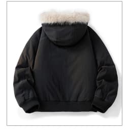 Korean Winter Splicing Fur Collar Loose Fashion Trend Hooded Men's Long Sleeve Short Fleece Thickened Warm Zipper Short Jacket