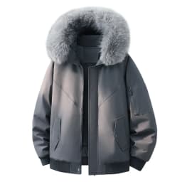 Men Women New Style Mountain Parka Hooded Cotton Coat Mens Faux Fur Collar Winter Fleece Lined Workwear Jacket Casual Warm