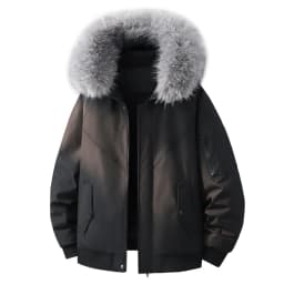 Men Women New Style Mountain Parka Hooded Cotton Coat Mens Faux Fur Collar Winter Fleece Lined Workwear Jacket Casual Warm
