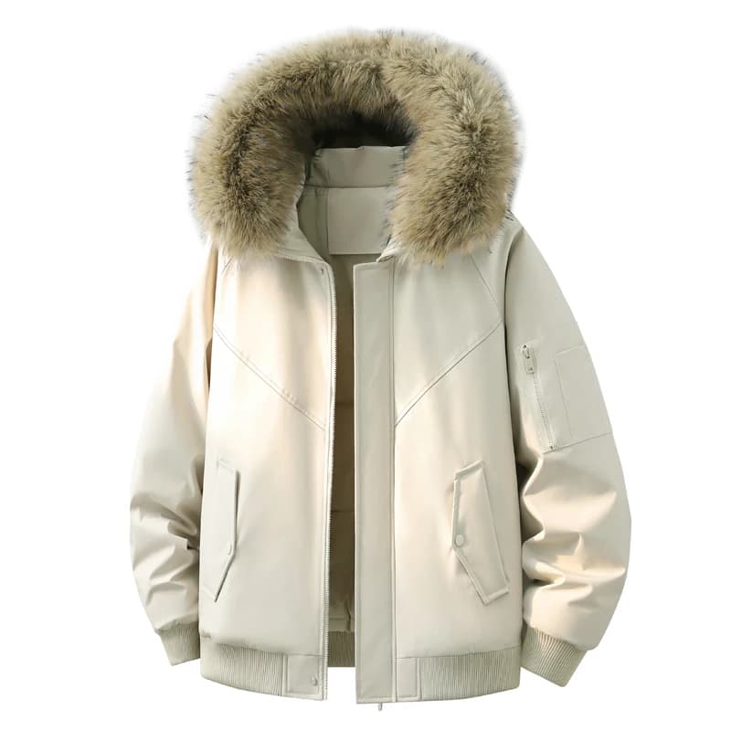 Men Women New Style Mountain Parka Hooded Cotton Coat Mens Faux Fur Collar Winter Fleece Lined Workwear Jacket Casual Warm