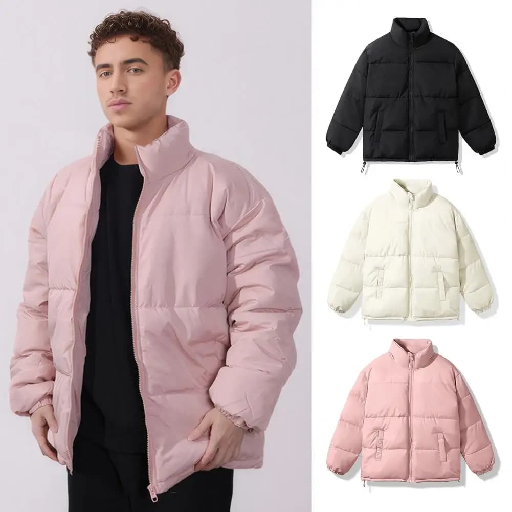 Scratch-resistant Outerwear Men Cotton Coat Men's Cotton Down Coat with Stand Collar Thickened Winter Outerwear Jacket Long