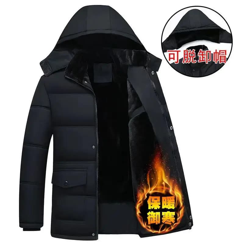 Men Loose Oversized Warm Cotton Parkas Men Thick Fleece Lined Winter Outer Jackets Men Warm Daily Coldproof Tops Elderly Males