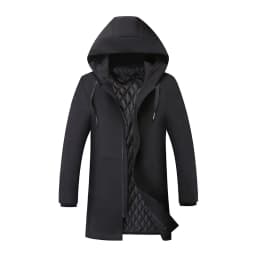 Handsome Parkas Mens Autumn Winter Mid Length Hooded Parkas Slim Fit Korean Style Thickened Windproof Warm Youth Plus Size Parka