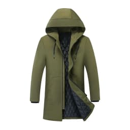 Handsome Parkas Mens Autumn Winter Mid Length Hooded Parkas Slim Fit Korean Style Thickened Windproof Warm Youth Plus Size Parka