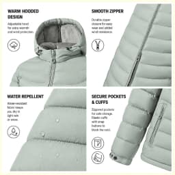 Men's Detachable Removable Hood Windbreaker Parka Waterproof Lightweight Insulated Quilted Jacket Outdoor Sports Travel Parkas