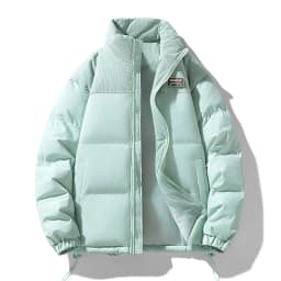 Men Color Block Stand Collar Cotton Coat Men Korean Style Quilted Cotton Outerwear Couple Matching Warm Padded Windproof Parkas