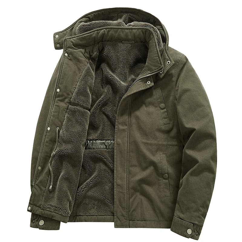 Pure Cotton Multi Pocket Workwear Windbreaker Men Mid Length Loose Jacket Middle Elderly Spring Autumn Outdoor Wind Resistant