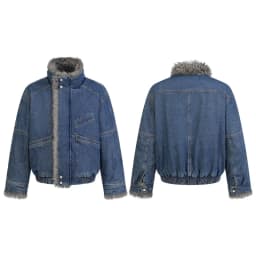 PFHQ American Vintage Fur Collar Denim Cotton Coat Men Loose Stand Collar Warm Outerwear Autumn Winter Casual Jacket 21P4863