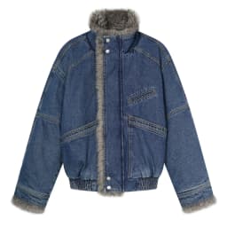 PFHQ American Vintage Fur Collar Denim Cotton Coat Men Loose Stand Collar Warm Outerwear Autumn Winter Casual Jacket 21P4863