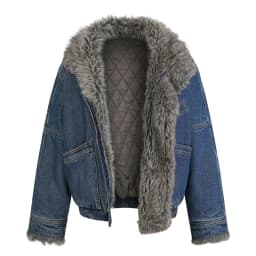PFHQ American Vintage Fur Collar Denim Cotton Coat Men Loose Stand Collar Warm Outerwear Autumn Winter Casual Jacket 21P4863