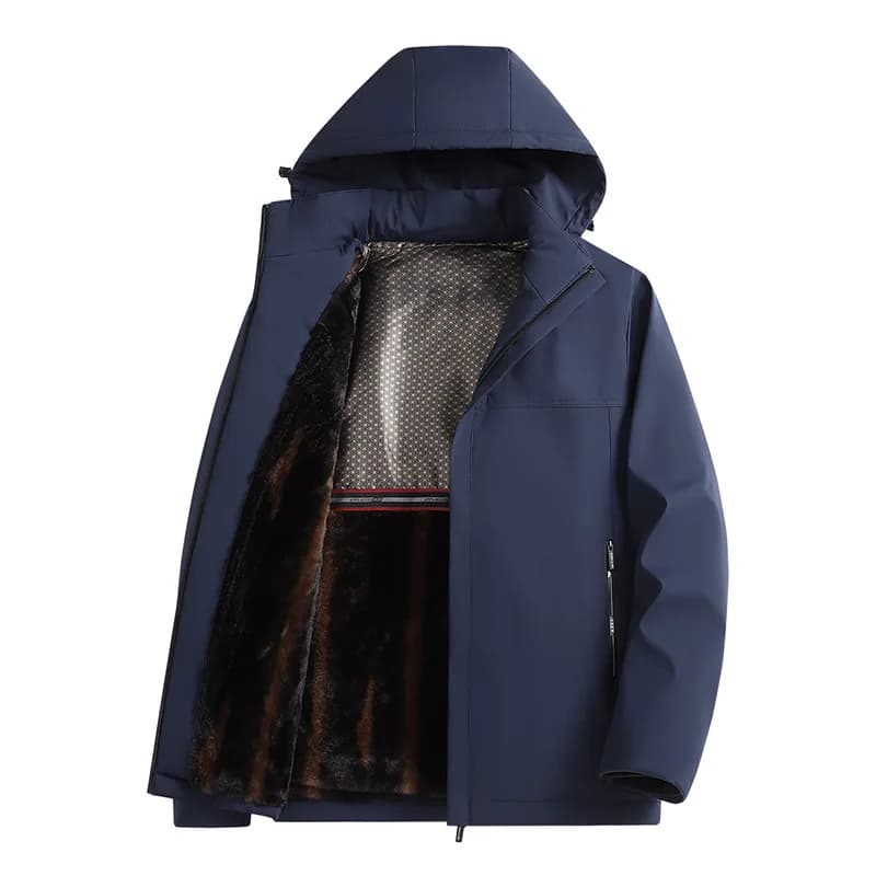 Men Graphene Fleece Lined Cotton Jacket Men Detachable Hat Windproof Parkas Men Winter Business Casual Thick Warm Hooded Parkas