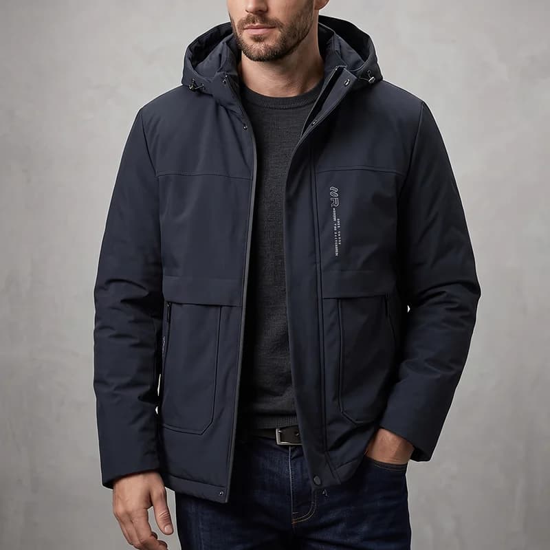 Winter Solid Color Men Parkas Coats Casual Hooded Thicken Warm Cotton Jackets Outdoor Windproof Male Clothes Fashion New Style