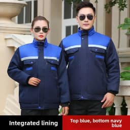 Thickened Cotton Workwear for Men And Women Warm Reflective Strip Maintenance Engineering Work Uniform Standard Fit Business ...