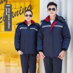 Thickened Cotton Workwear for Men And Women Warm Reflective Strip Maintenance Engineering Work Uniform Standard Fit Business ...