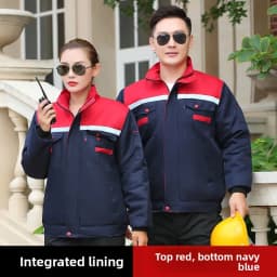 Thickened Cotton Workwear for Men And Women Warm Reflective Strip Maintenance Engineering Work Uniform Standard Fit Business ...