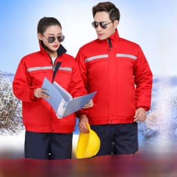 Thickened Cotton Workwear for Men And Women Warm Reflective Strip Maintenance Engineering Work Uniform Standard Fit Business ...