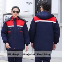 Thickened Cotton Workwear for Men And Women Warm Reflective Strip Maintenance Engineering Work Uniform Standard Fit Business ...