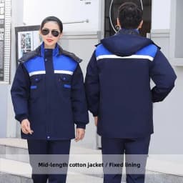 Thickened Cotton Workwear for Men And Women Warm Reflective Strip Maintenance Engineering Work Uniform Standard Fit Business ...