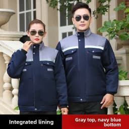 Thickened Cotton Workwear for Men And Women Warm Reflective Strip Maintenance Engineering Work Uniform Standard Fit Business ...