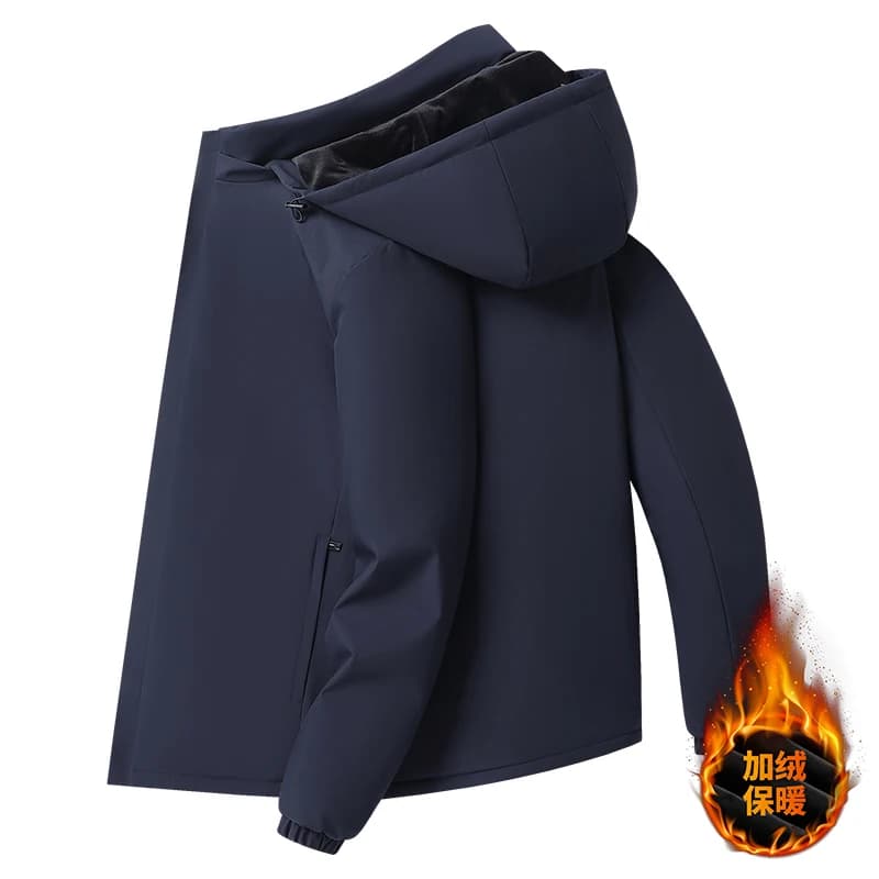 Winter New Mens Parkas Detachable Hood Windproof Parkas Quality Mens Solid Color Minimalist Design Loose Thickened Casual Parkas