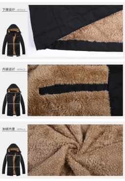 Men New Hooded Fleece Lined Parkas Men Loose Thickened Outerwear Men Mid Length Windbreaker Parkas Male Daily Plush Outerwear