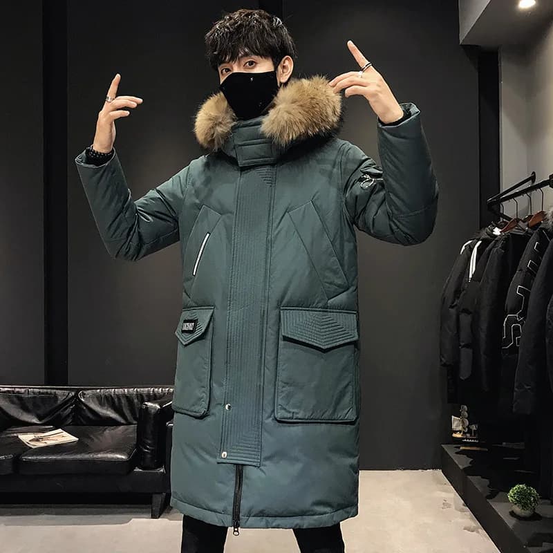 Brand New High Quality Big Fur Collar Mens Parkas Windproof Cold Resistant Multi Pocket High Quality Ski Suit Warm Mens Parkas