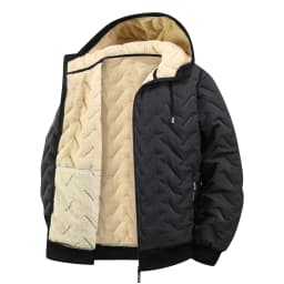Winter Mens Ultrasonic Embossed Hooded Parkas Thick Lamb Fleece Liner Light Windproof Warm Parkas Loose Casual Versatile Coat
