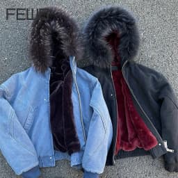 FEWQ American Retro Men's Thick Cotton Jacket With Fur Collar Casual All-match Canvas Washed Top 2026 Autumn New 24W3847