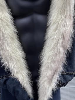 Men's Vintage Washed Denim Jacket with Faux Fur Hood Oversized Warm Bomber Coat Casual Streetwear Workwear Overcoat Outerwear