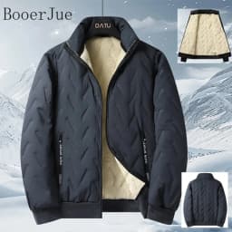 Men's Outerwear Cropped Woolen Parka Coat Autumn Warm Bomber Jacket Winter Thickened Fleece Jackets for Men Windproof Snow Coats