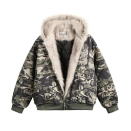 Mens Thick Fleece Lined Bomber Jacket Detachable Faux Fur Trim Hood Windbreaker Distressed Denim Style Zip Up Warm Coat Outwear
