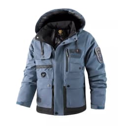 Winter Men's Mountain Ski Parkas Fashion Men Cotton Warm Down Padded Fashion Men Hiking Thermal Windbreaker Hooded Jacket