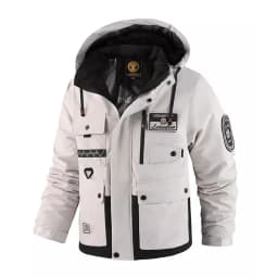 Winter Men's Mountain Ski Parkas Fashion Men Cotton Warm Down Padded Fashion Men Hiking Thermal Windbreaker Hooded Jacket