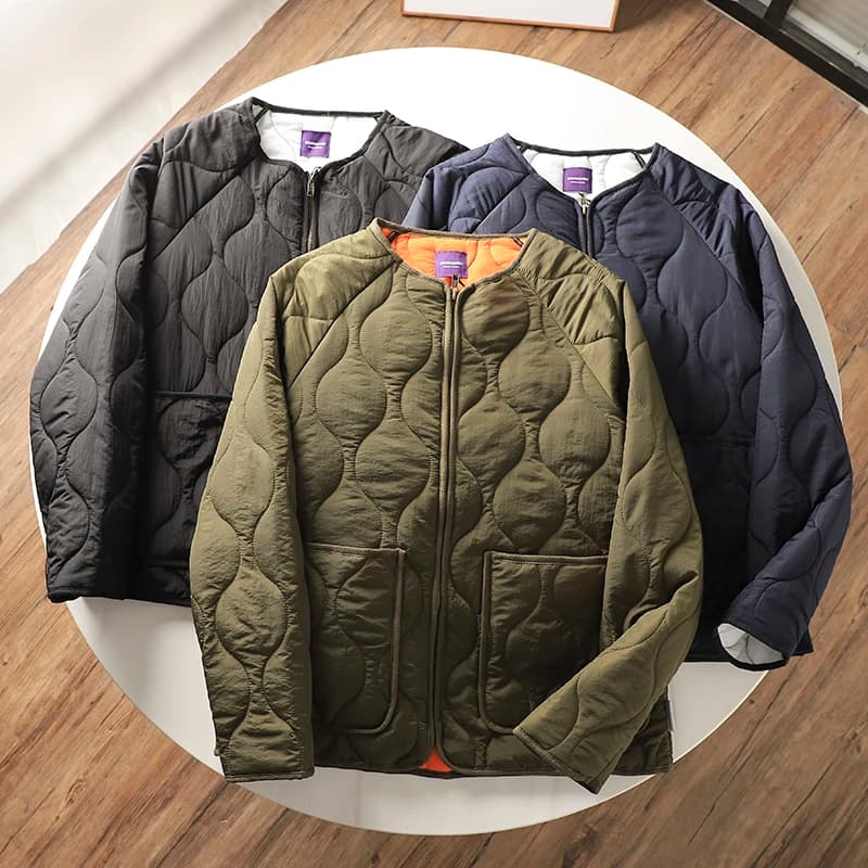 Warm Thickened Cotton Jacket Men's Loose Fit round Neck Stitched Autumn Winter Outerwear Youth Fashion Cleanfit Style Regular...