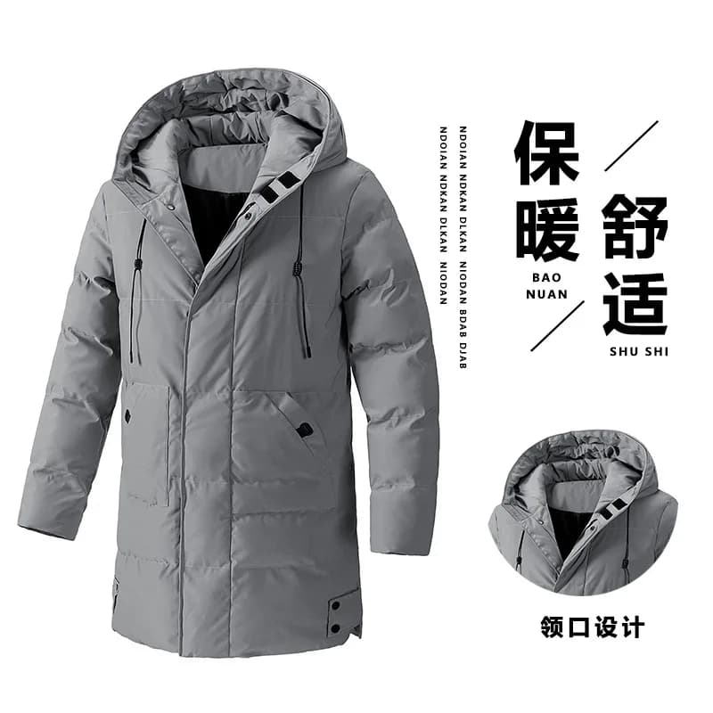 Winter Long Thick Padded Coat Men's Korean Casual Outerwear